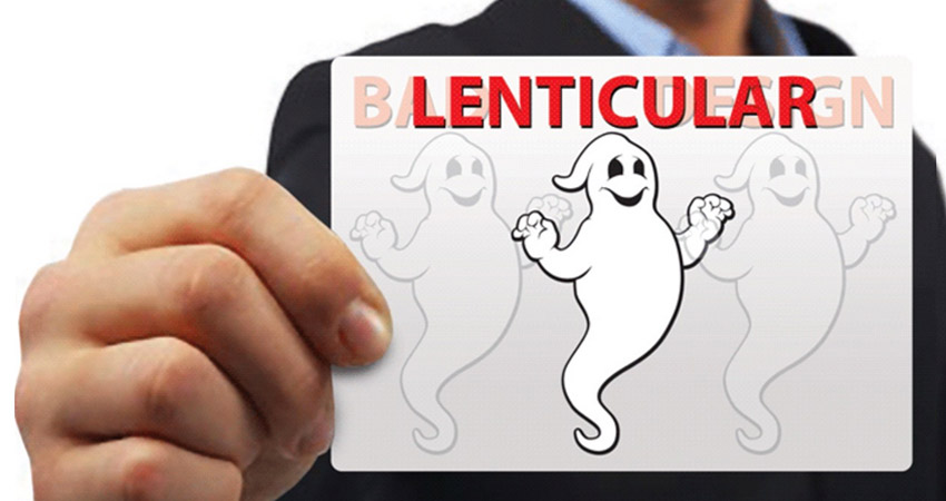  lenticular print card featuring cartoon ghosts